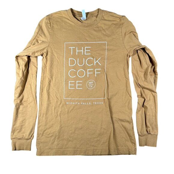 The Duck Coffee Small Yellow Gold Long Sleeve Graphic T-Shirt Wichita Fals Texas - Picture 1 of 7
